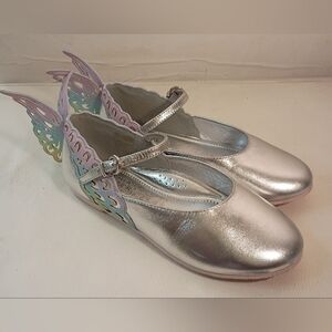 SOPHIA WEBSTER Mini CHIARA Silver Butterfly Shoes Patent Leather Size 32/1